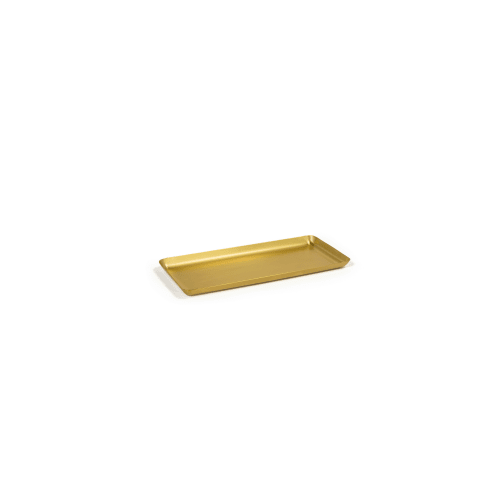 Brushed Stainless  Rectangular Tray, Matte Brass